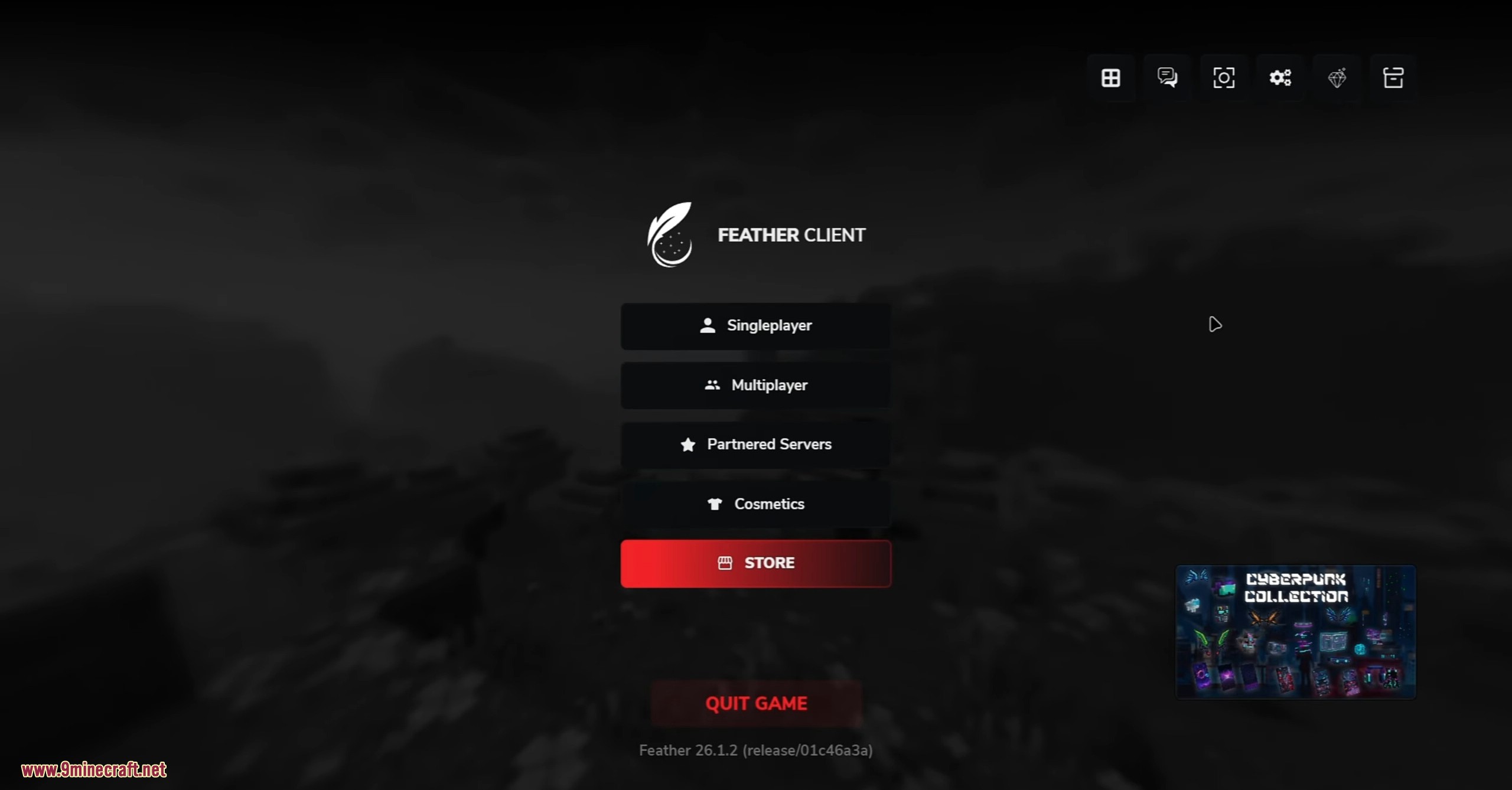 Feather Patched Launcher (26.2, 1.20.1) – Get Full Features With No License 13 The main menu screen after launching the game