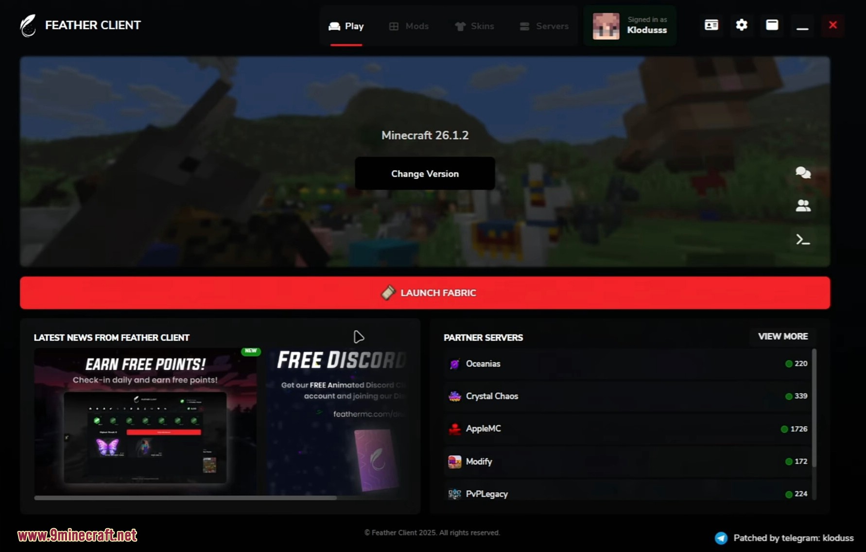 Feather Patched Launcher (26.2, 1.20.1) – Get Full Features With No License 11 The feather client launcher ready to launch minecraft