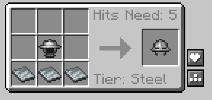 Upgrading a steel helmet with metal plates in a custom smithing interface