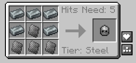 Crafting a steel chainmail helmet using metal ingots and chainmail pieces