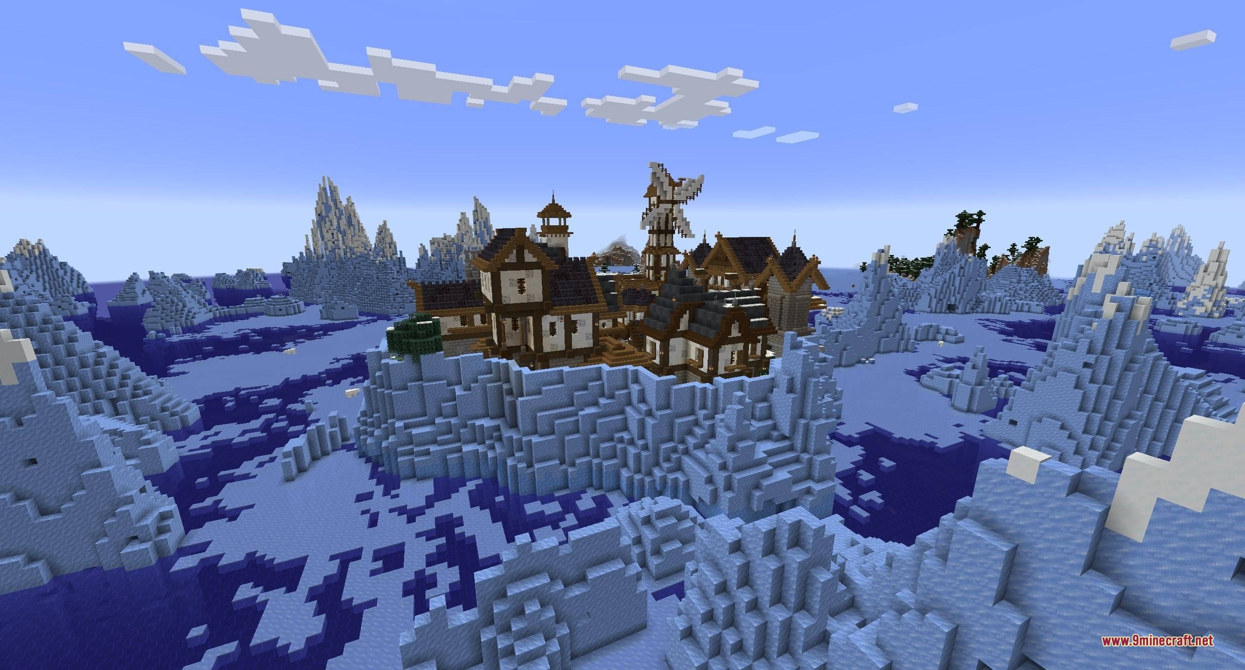 Frosthaven Villages Data Pack (1.21.11, 1.21.1) – Trade And Survive In Frozen 3 A medieval village constructed on a massive iceberg in a frozen ocean biome