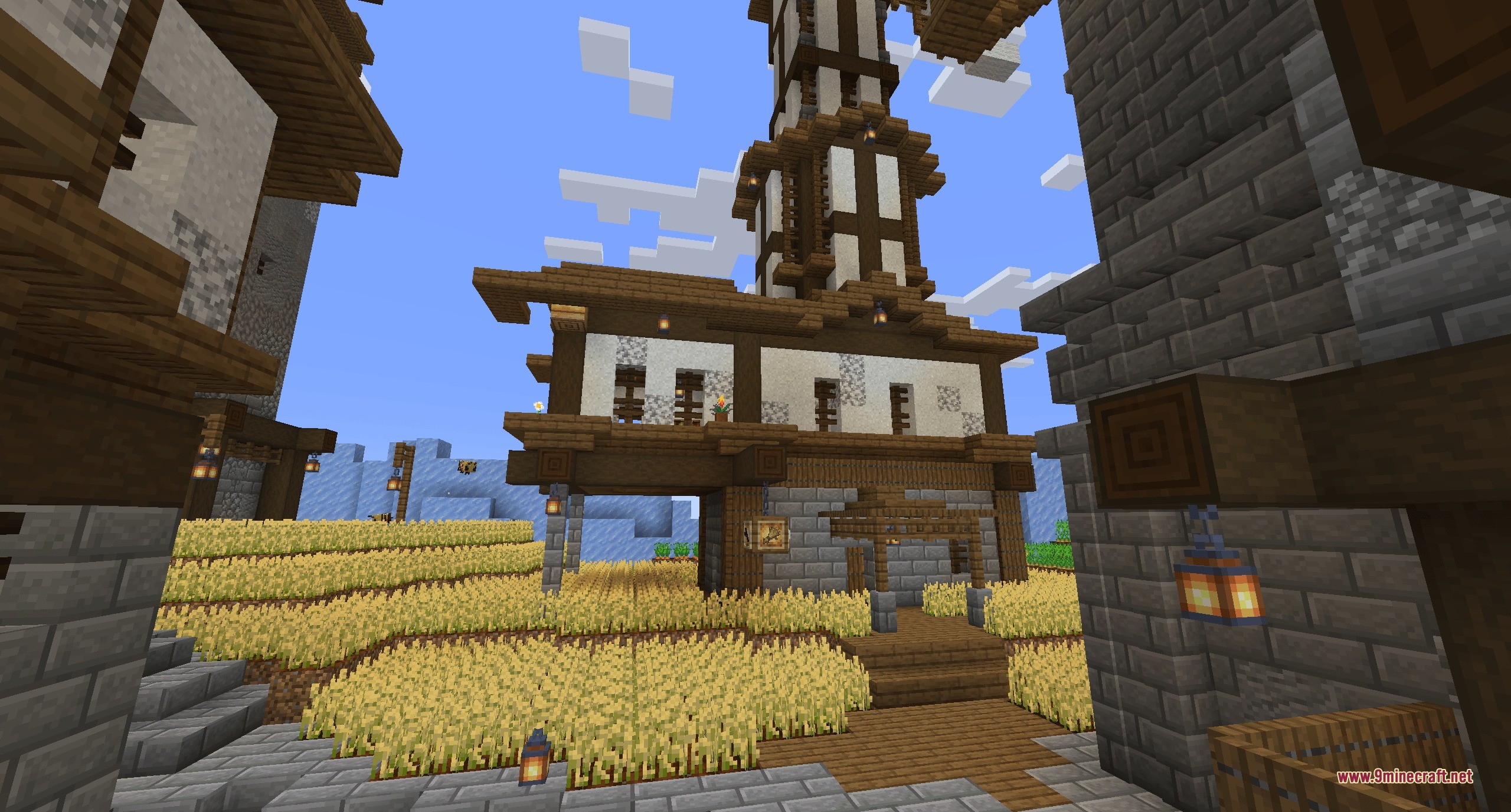 Frosthaven Villages Data Pack (1.21.11, 1.21.1) – Trade And Survive In Frozen 5 A cozy villager house with a wheat farm in a floating iceberg village