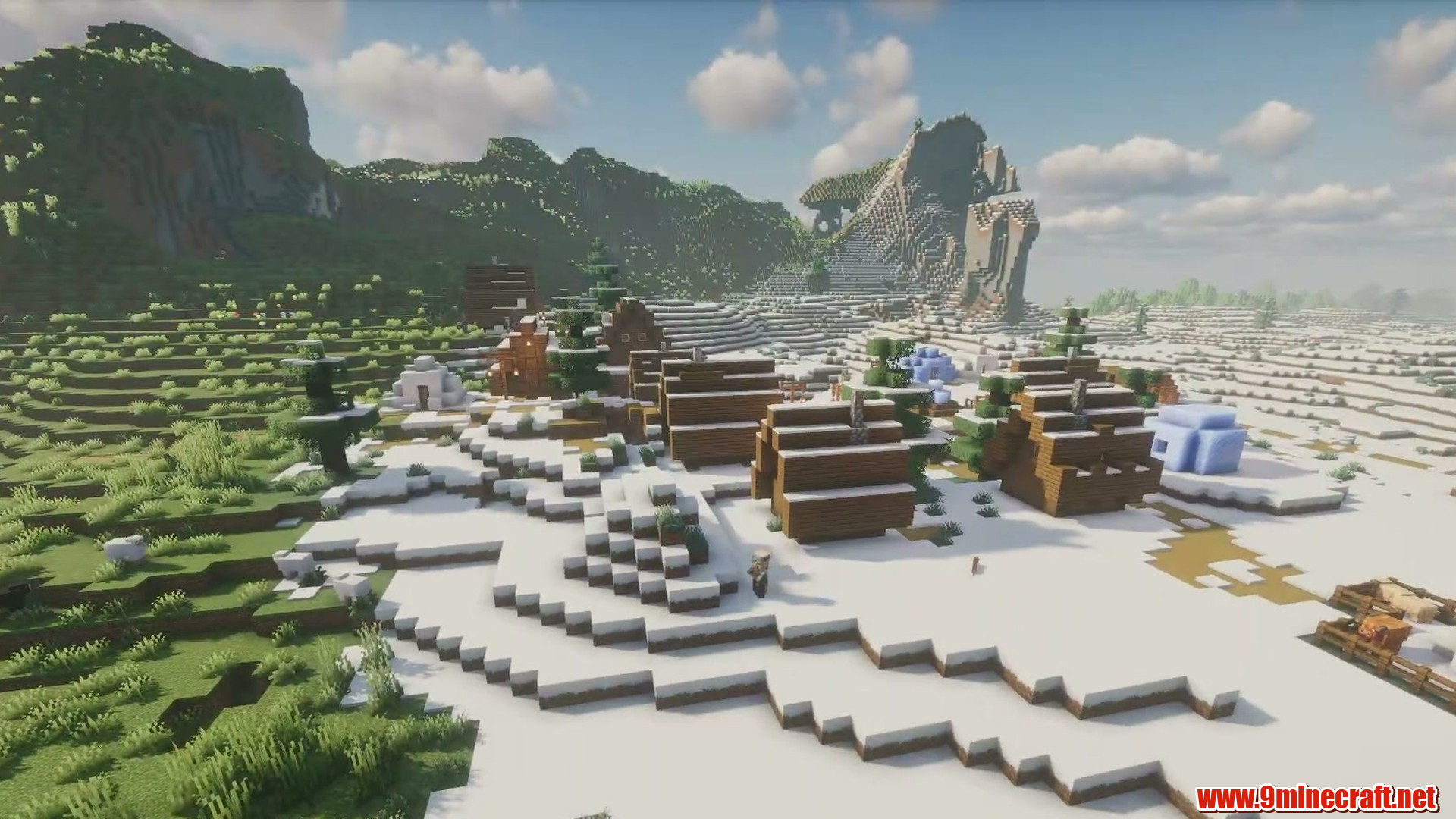 Snow village plains in minecraft seed 2067151020878557441