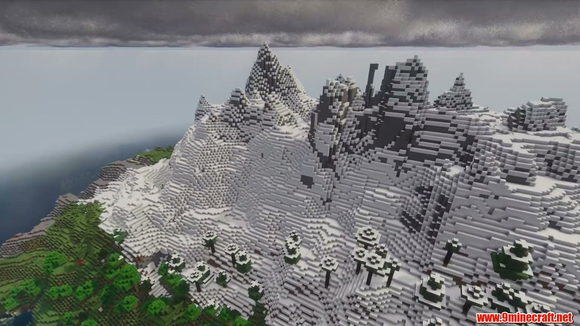 Snow island mountain in minecraft seed 4893823232912282113