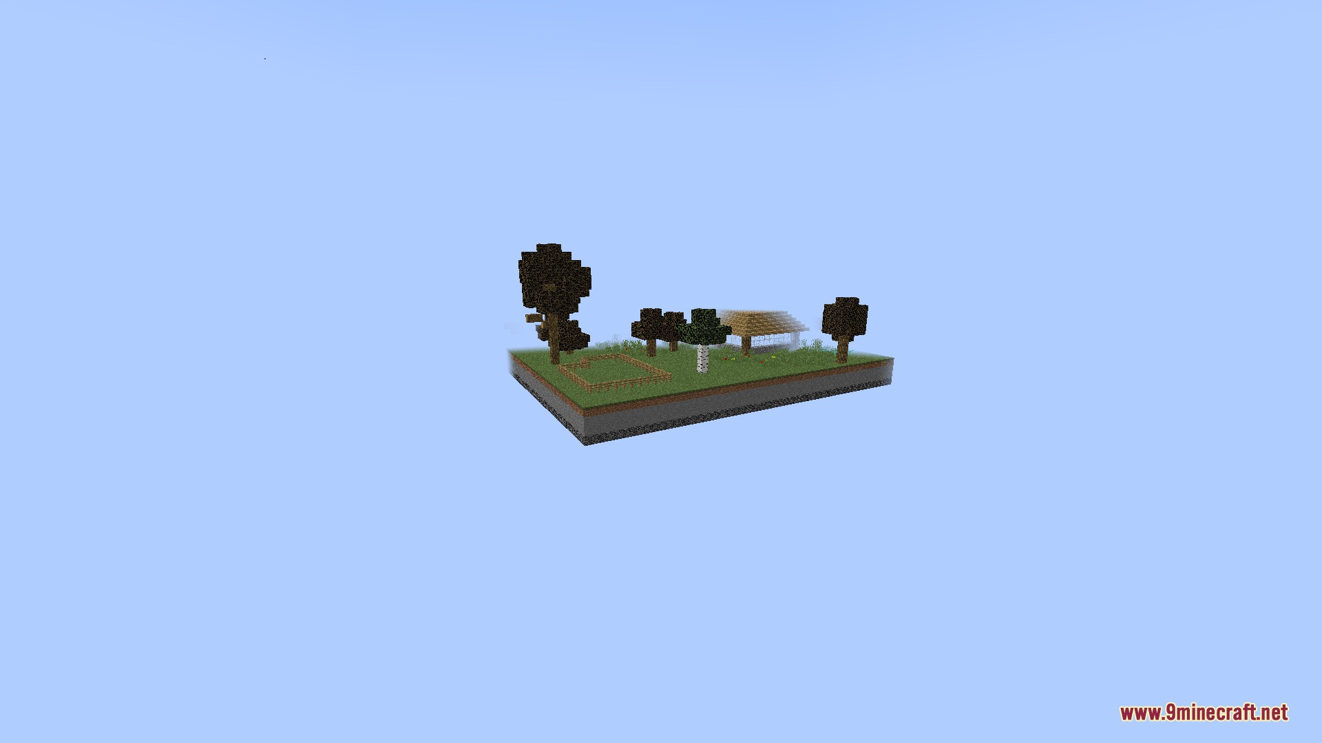 Fun Aether Mod (1.20.1) – Uncover A Dark Mystery In Two Terrifying Dimensions 2 A small grassy island floating in the sky with trees and structures