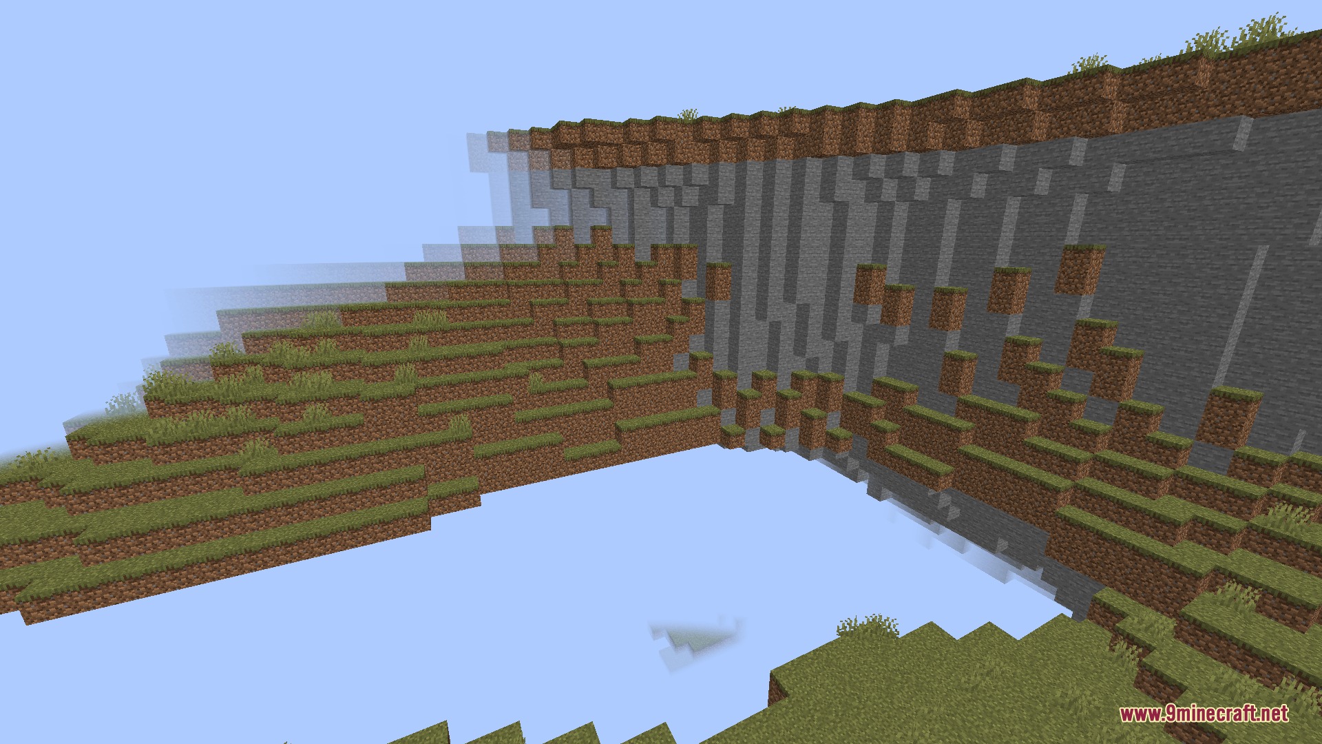 Fun Aether Mod (1.20.1) – Uncover A Dark Mystery In Two Terrifying Dimensions 6 Large floating islands made of grass and stone blocks in a custom dimension
