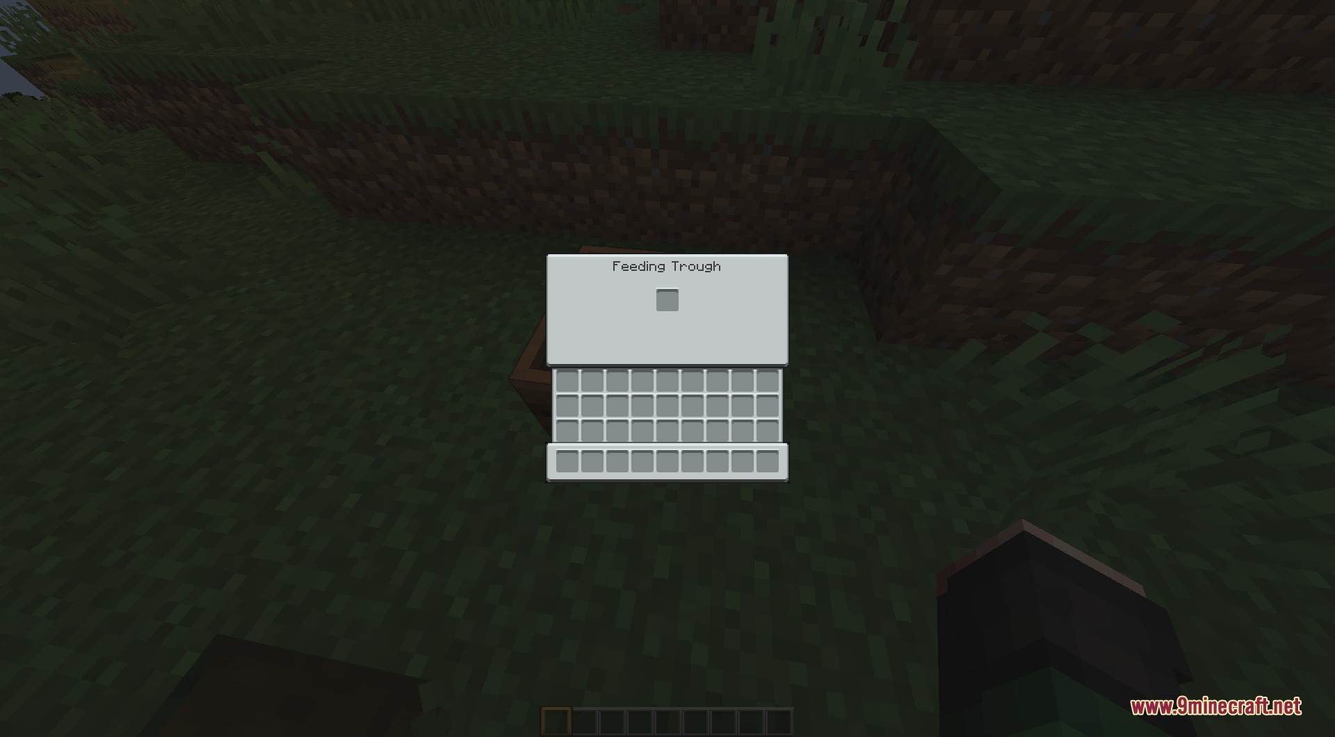 Gui Revision Compats Resource Pack (26.2, 1.20.1) – Minimalist White Interfaces 5 The feeding trough menu features a minimalist white design for item storage