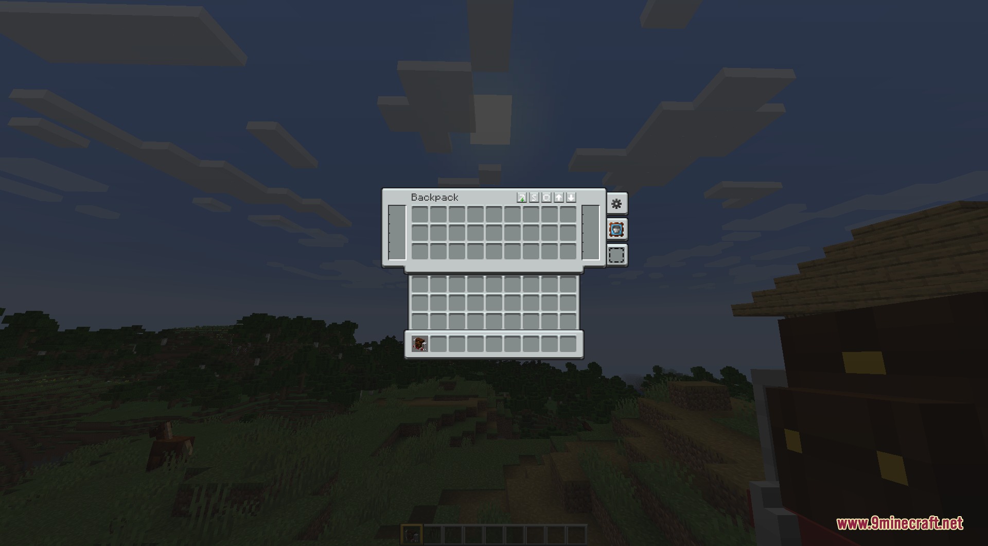 Gui Revision Compats Resource Pack (26.2, 1.20.1) – Minimalist White Interfaces 8 A clean white backpack inventory interface with many empty storage slots
