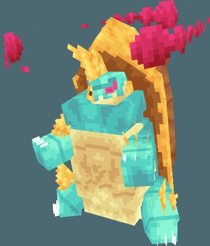 Gmore Mons Data Pack (1.21.1) – Battle Missing Giant Monsters In Cobblemon 4 Gigantic blocky turtle creature with a yellow shell and floating red clouds