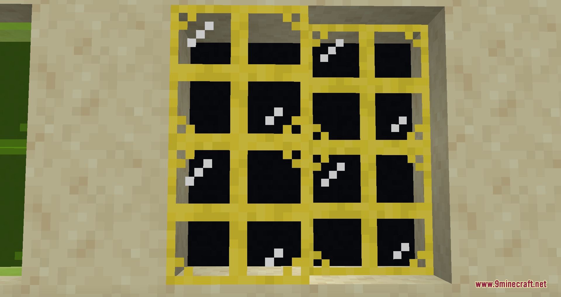Gothiclily’s Glass Pack Resource Pack (26.2) – Ornate Stained Glass Window 7 Yellow stained glass pane with a golden grid and white highlights