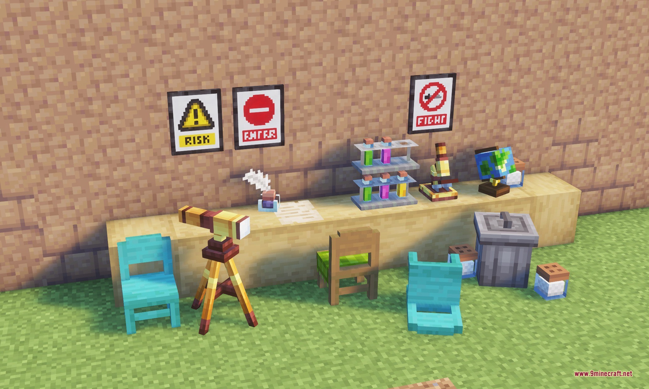 Kaleidoscope Deco Data Pack (26.2, 1.21.11) – Furnish Your Base With Themed 6 A laboratory room featuring a telescope microscope globe and chemical test tubes
