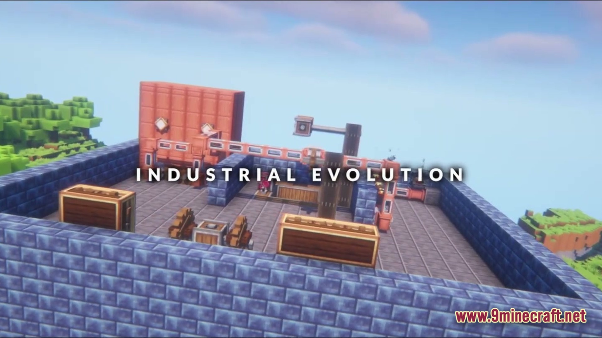 Kinetic Odyssey Quest Modpack (1.20.1) – Mechanical Engineering And Magic Adventures 6 A factory floor featuring mechanical components, copper pipes, and gears from the create mod