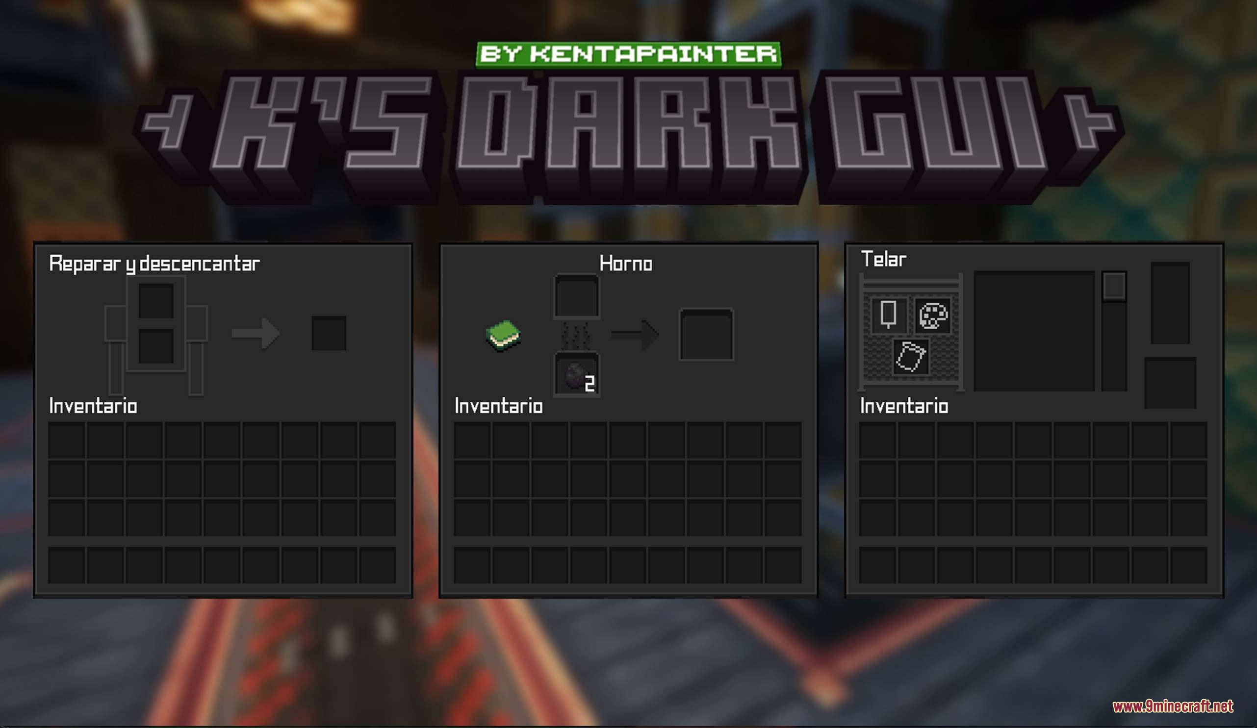 K’s Dark Gui Resource Pack (1.21.11, 1.21.1) – Sleek Dark Mode Overhaul 4 Ks dark gui restyles the grindstone furnace and loom user interfaces