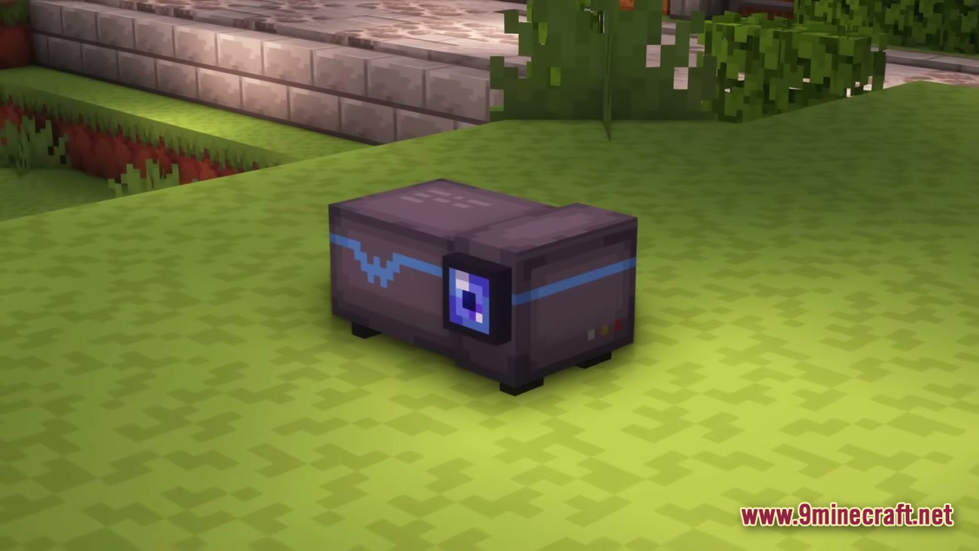 Lovernite Adventure 1 Modpack (1.20.1) – Step By Step Vanilla Adventure 4 A small grey electronic machine with a blue screen sits on a grassy field