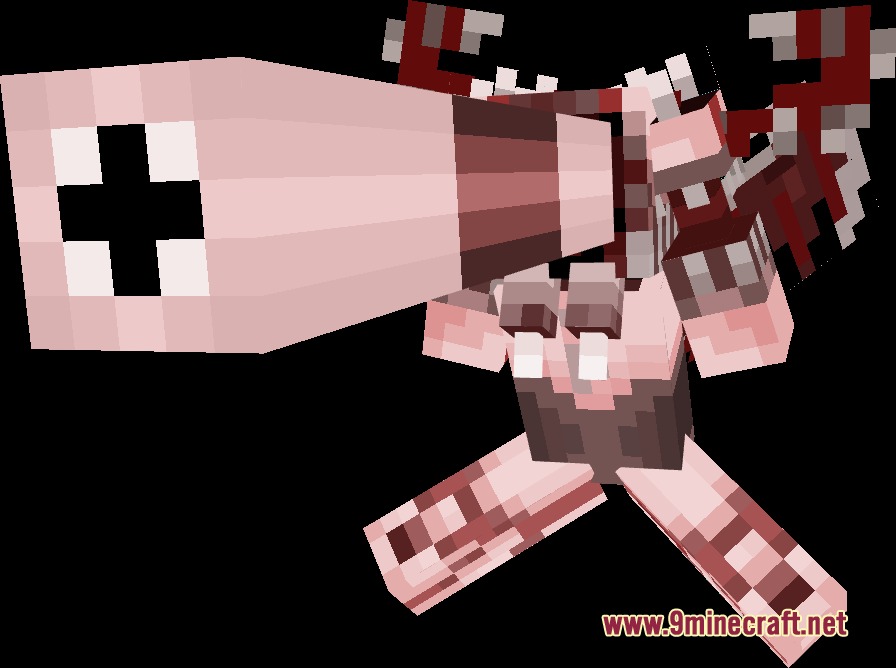 Legs And Arm’s Undead Pack Resource Pack (1.20.1) – A Darker Apocalyptic Zombie 6 A pink undead monster with a large cannon arm and a black cross