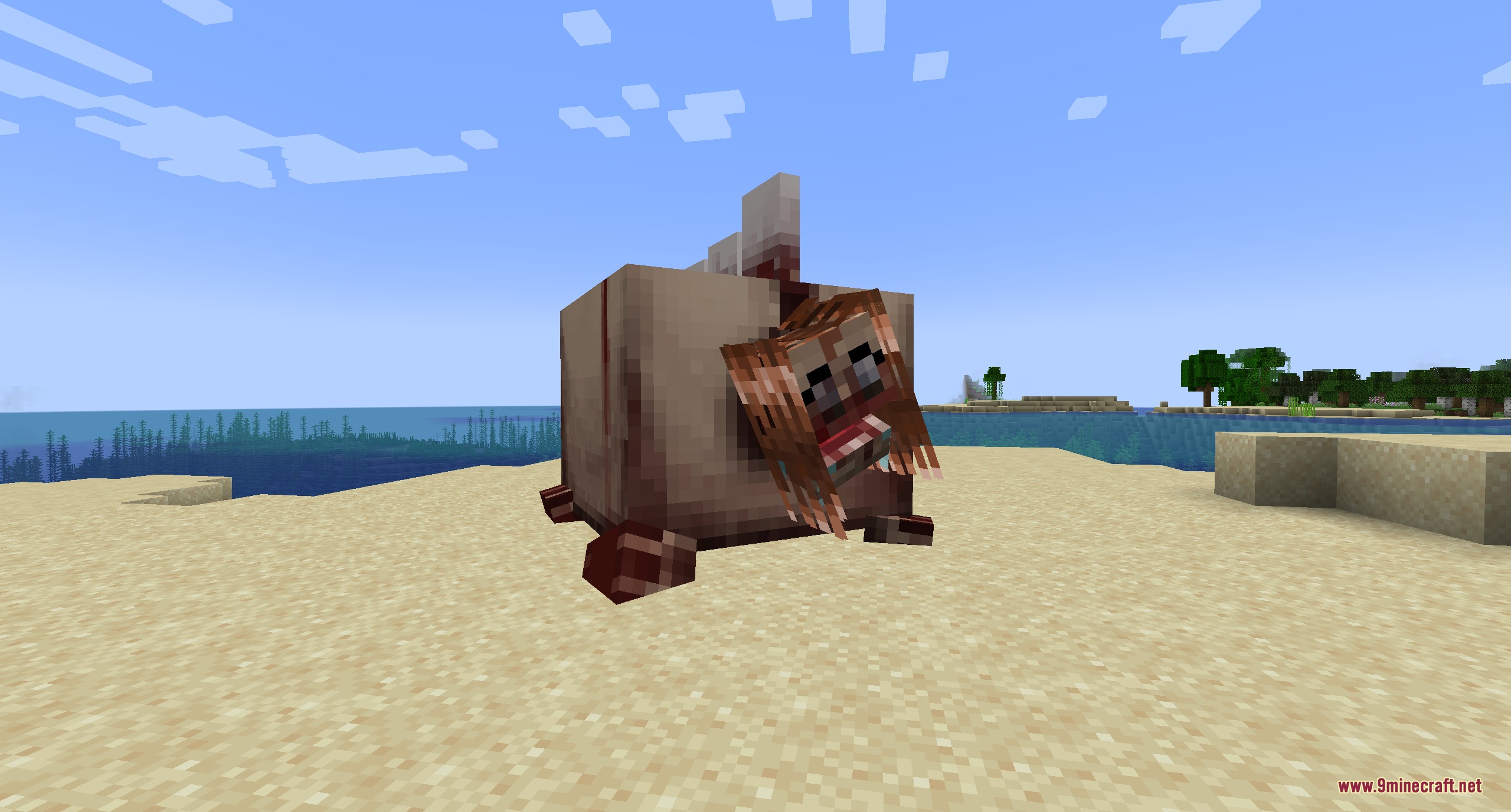 Legs And Arm’s Undead Pack Resource Pack (1.20.1) – A Darker Apocalyptic Zombie 7 A blocky fleshy creature with a head protruding on a sunny beach