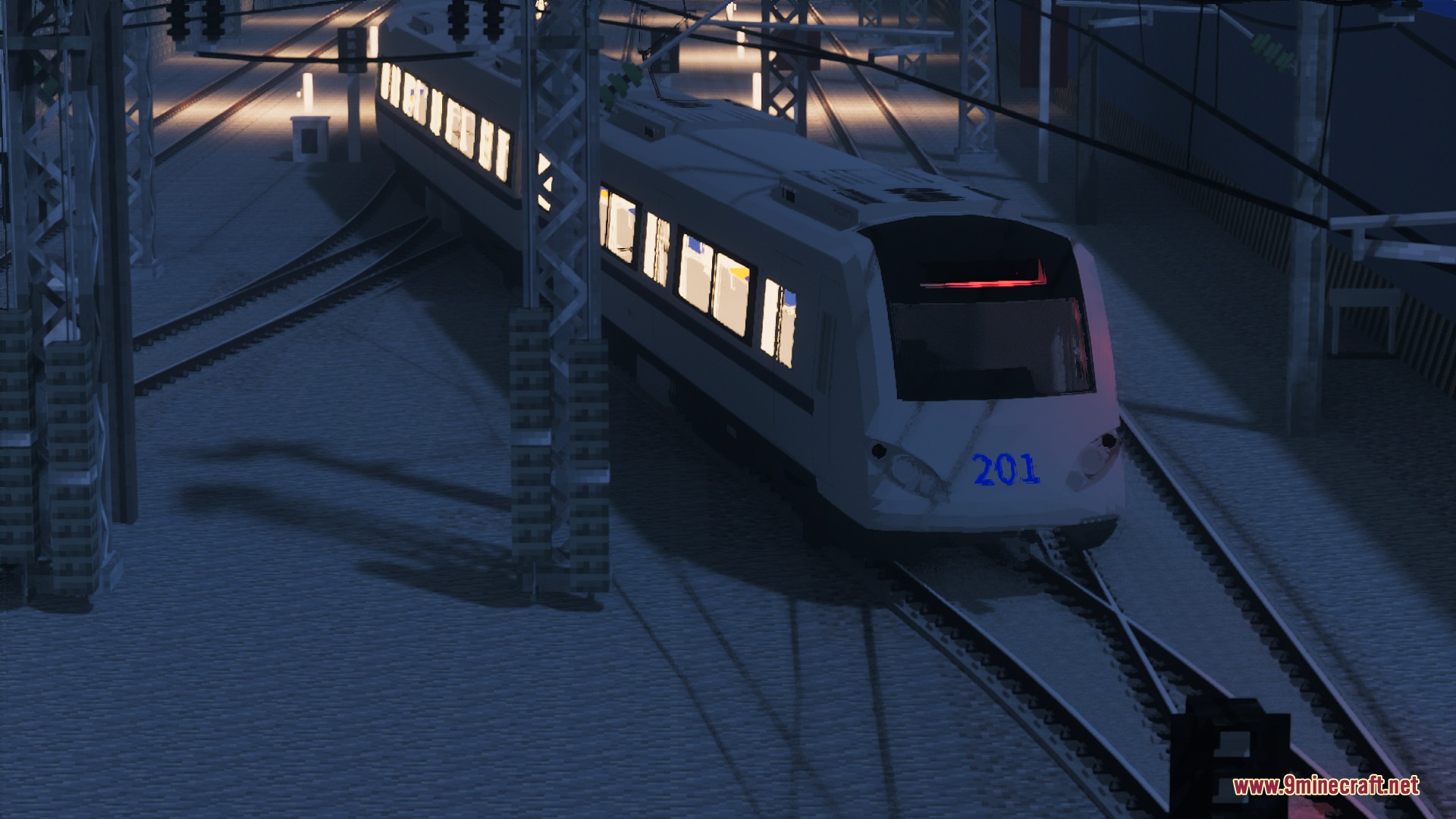 Mtr3 Tianjin Metro Dkz7 Pack Resource Pack (26.2, 1.20.1) 9 Tianjin metro dkz7 train moving along the tracks during the night time