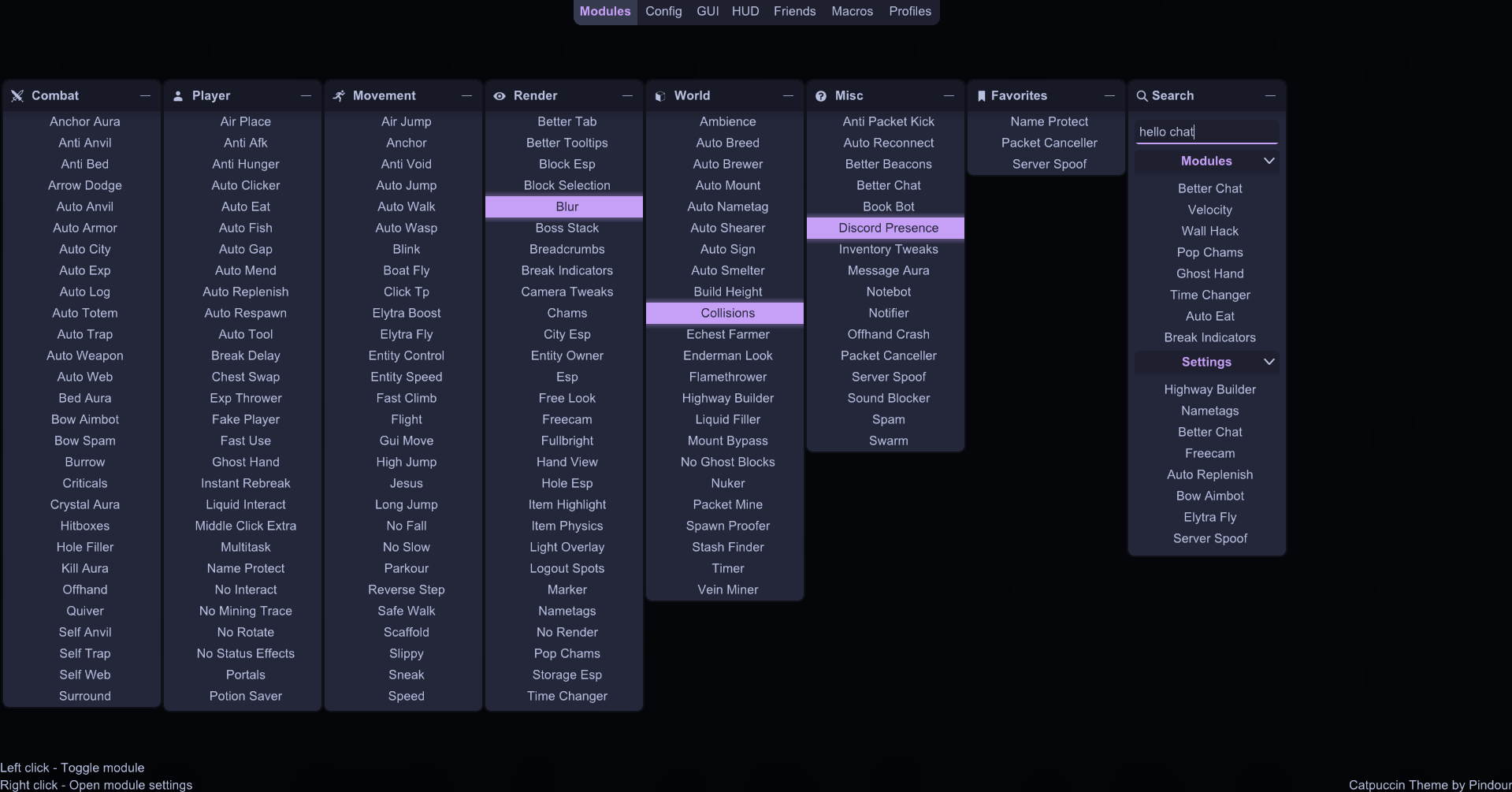 Meteor Client Addons (26.2, 1.20.1) – Modify Almost Anything In Meteor 32 Meteor catpuccin addon screenshots 1
