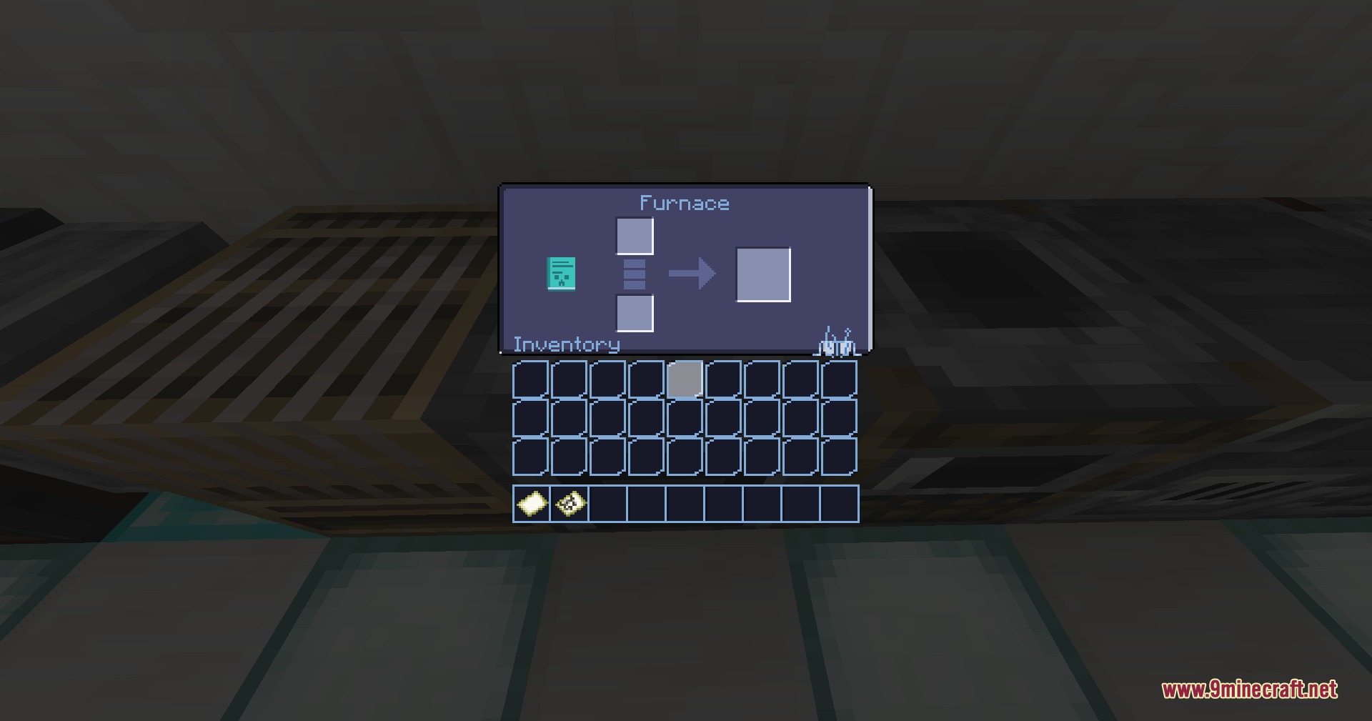 Neon pulse interface resource pack furnace menu with sleek dark blue scifi theme