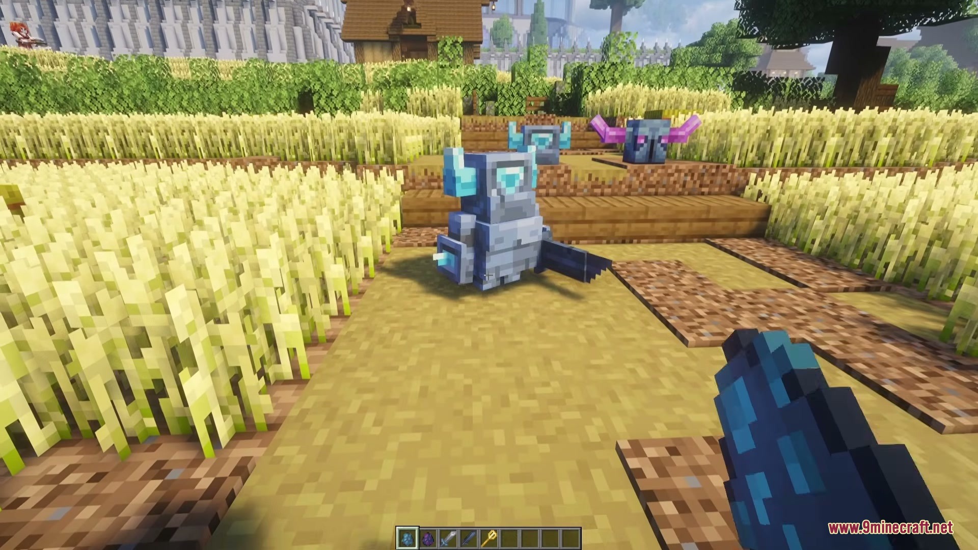 P.e.k.k.a. Craft Mod (1.21.1, 1.20.1) – Summon A Loyal Armored Partner 2 Small armored companion standing on a path near a wheat field
