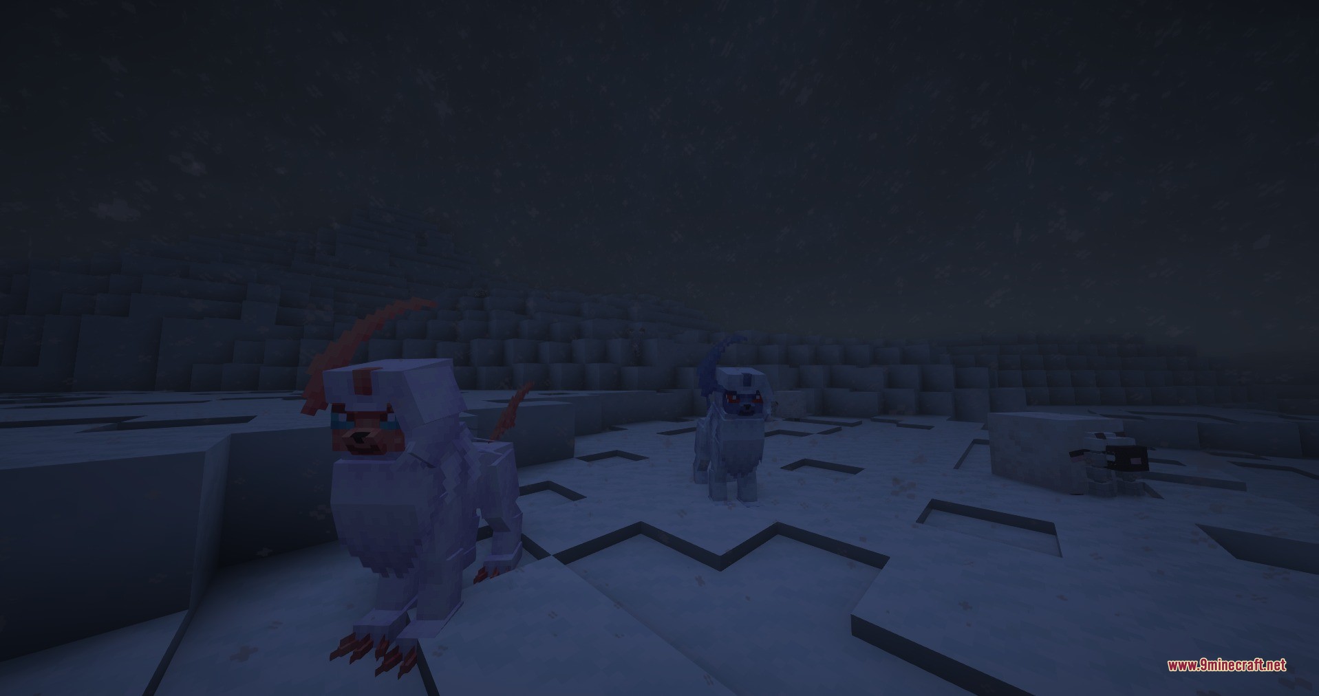 Pigeon’s Poke Pack Fang And Claw Data Pack (1.21.1, 1.20.1) 7 Two absol variants standing on snow in a dark minecraft biome