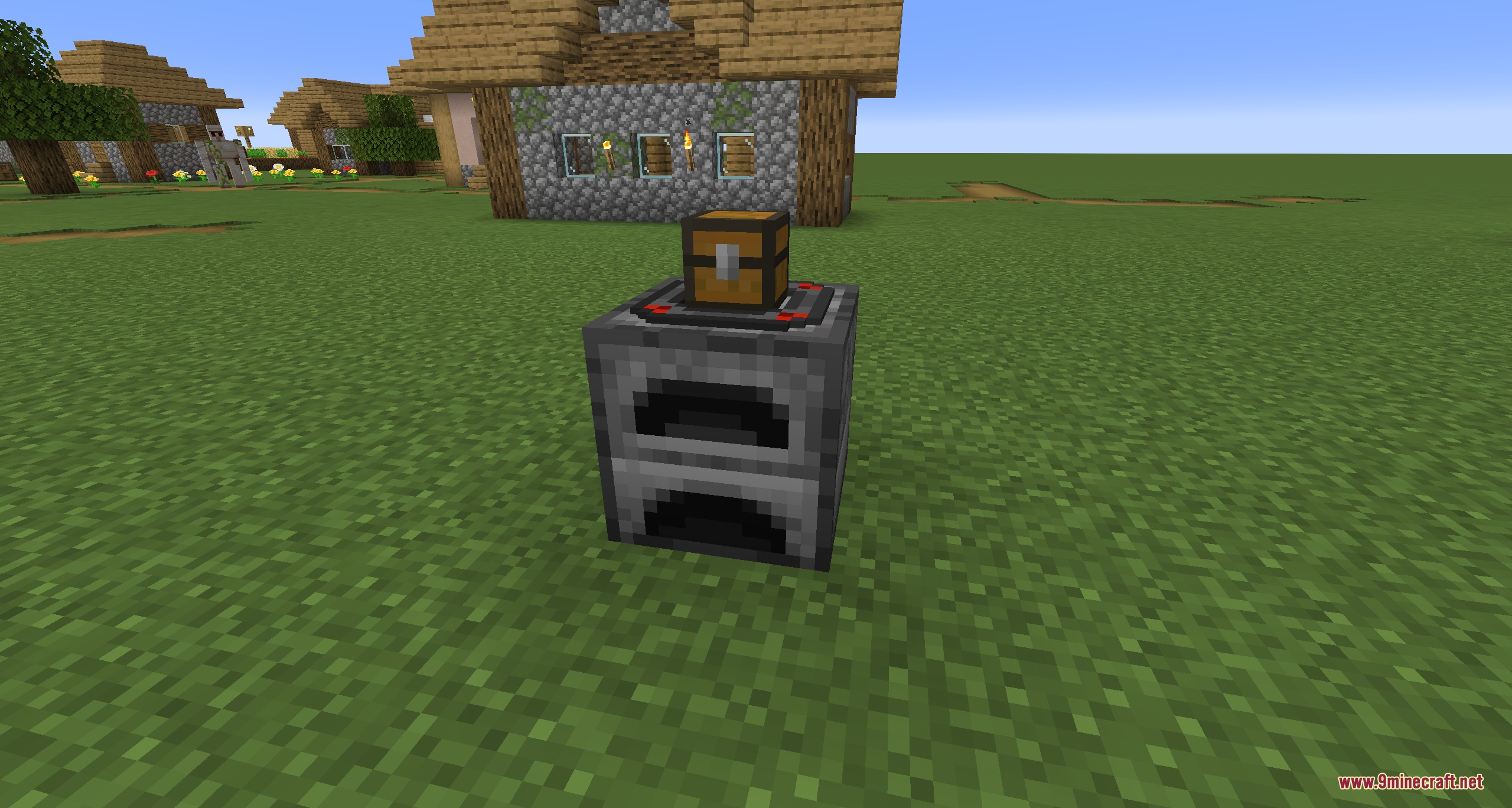 Pragmatic Apparatus Mod (1.21.1) – Automate Resource Mining And Fly In Survival 3 A furnace connected to a chest using a red transfer node for automation