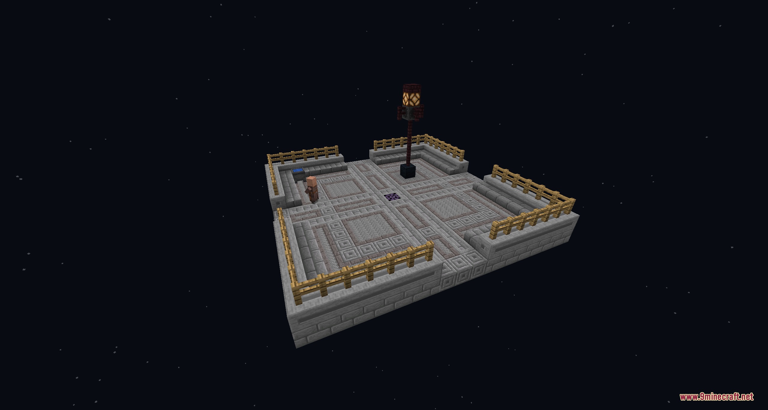 Pragmatic Apparatus Mod (1.21.1) – Automate Resource Mining And Fly In Survival 6 A lone villager stands on a stone platform in a dark void