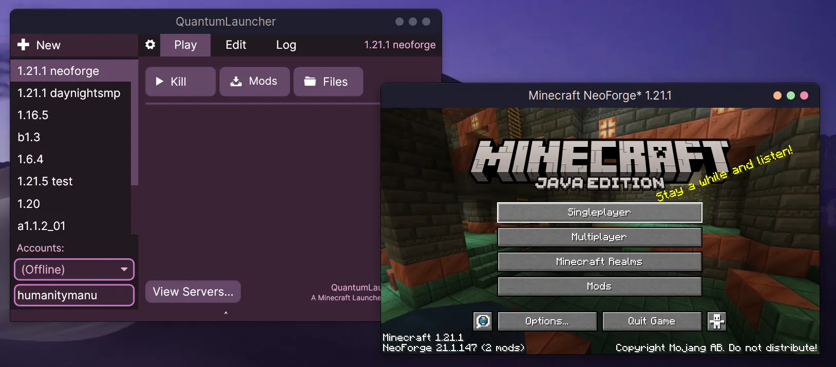 Quantum Launcher (26.2, 1.20.1) – Playing Minecraft Without An Account 2 Quantum launcher screenshots 1
