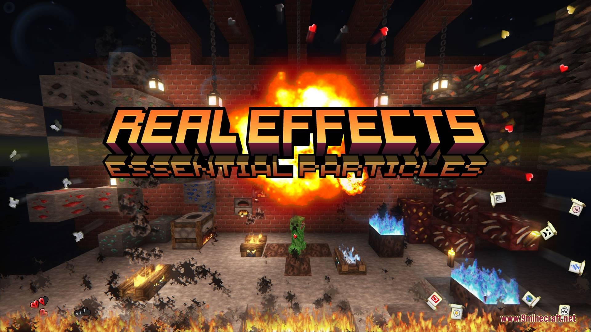 Real effects resource pack showing realistic fire and smoke particles in minecraft