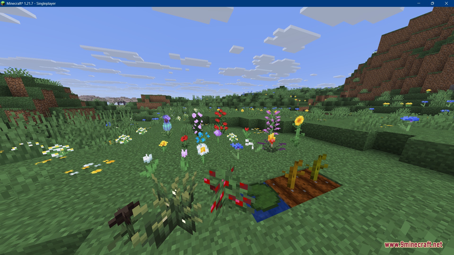 Recolored Plants Resource Pack (26.2, 1.20.1) – Naturally Blended Flora 2 Various minecraft flowers with stems matching the color of the green grass