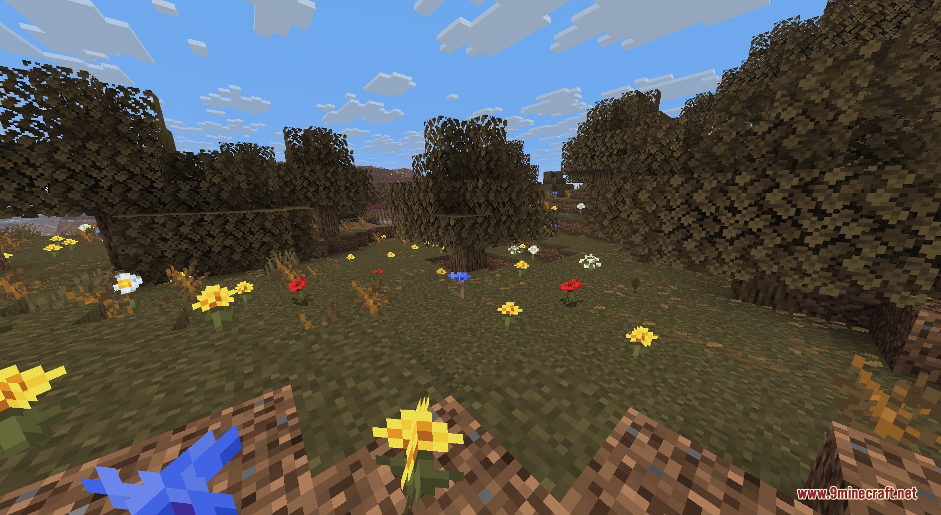 Recolored Plants Resource Pack (26.2, 1.20.1) – Naturally Blended Flora 7 Various flowers in a dry biome with stems blending into brown grass