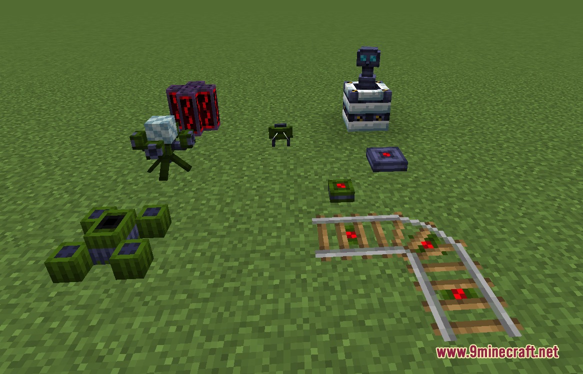 Security items like mines and cameras featuring new polished textures