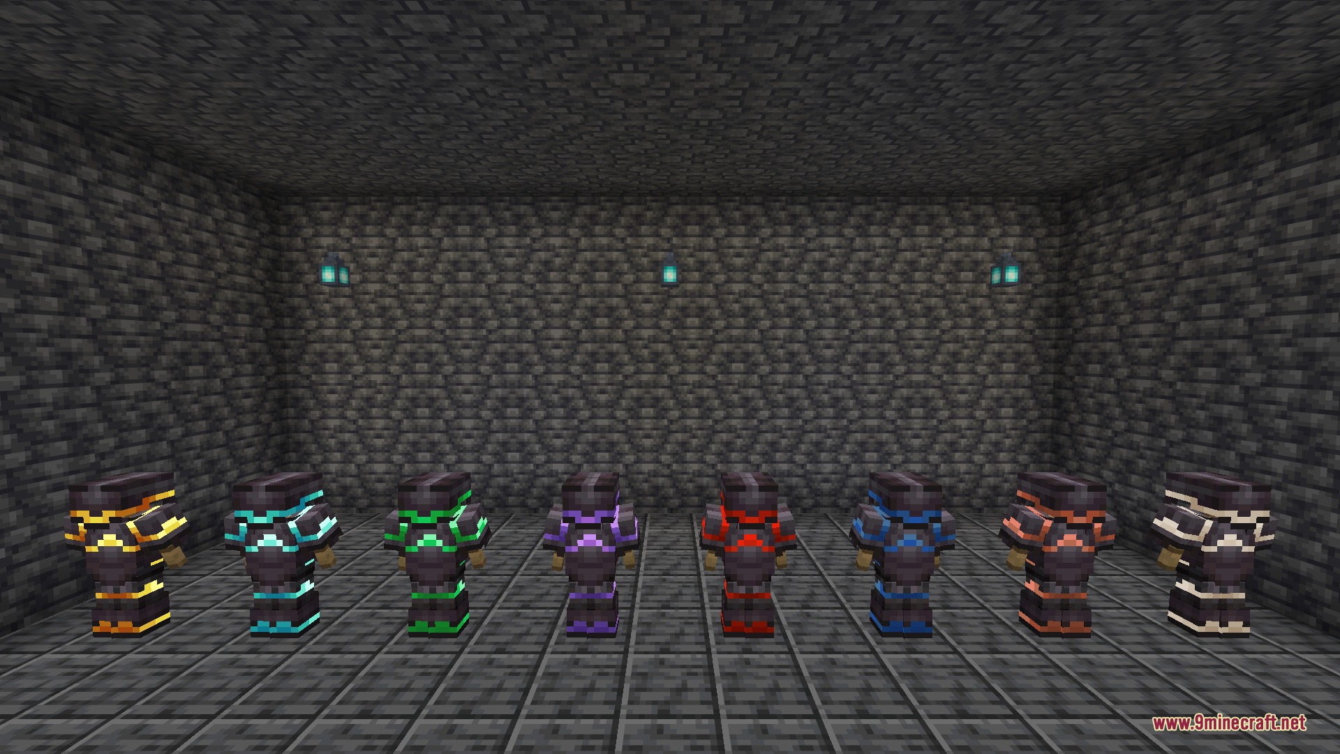 Shiny Armor Trims 9Minecraft Resource Pack (26.2) – Radiant Trims Glowing In The Dark 2 Shiny armor trims pack displaying various glowing armor designs