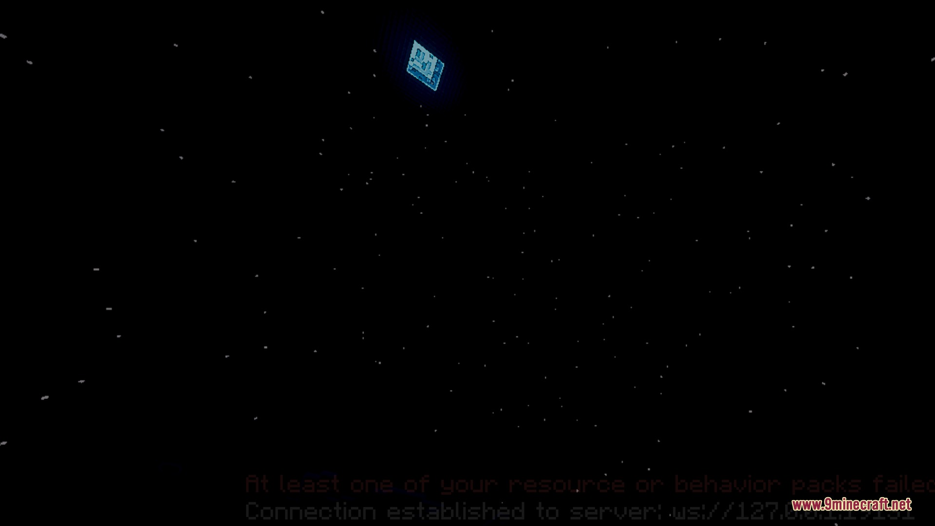 A dark minecraft screen showing a resource pack failure message during loading