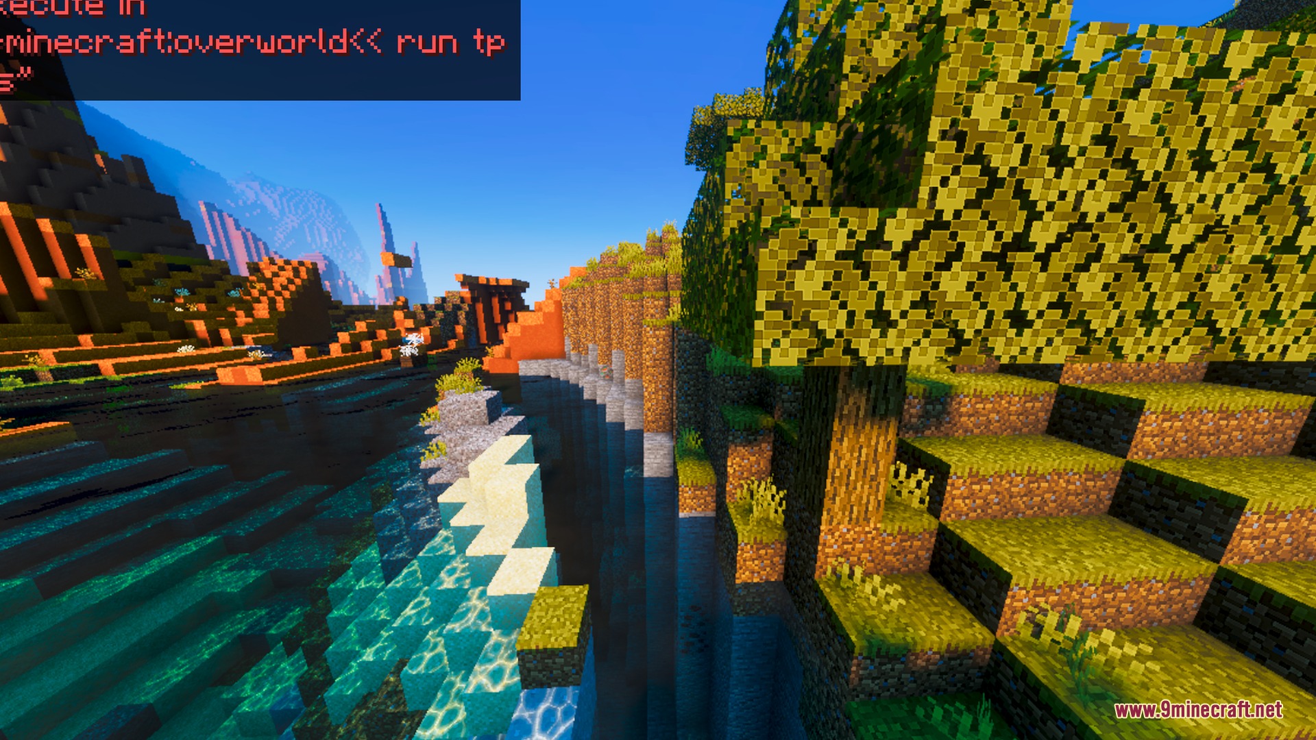 Skylix visuals enhances the minecraft world with warm sunlight and clear water