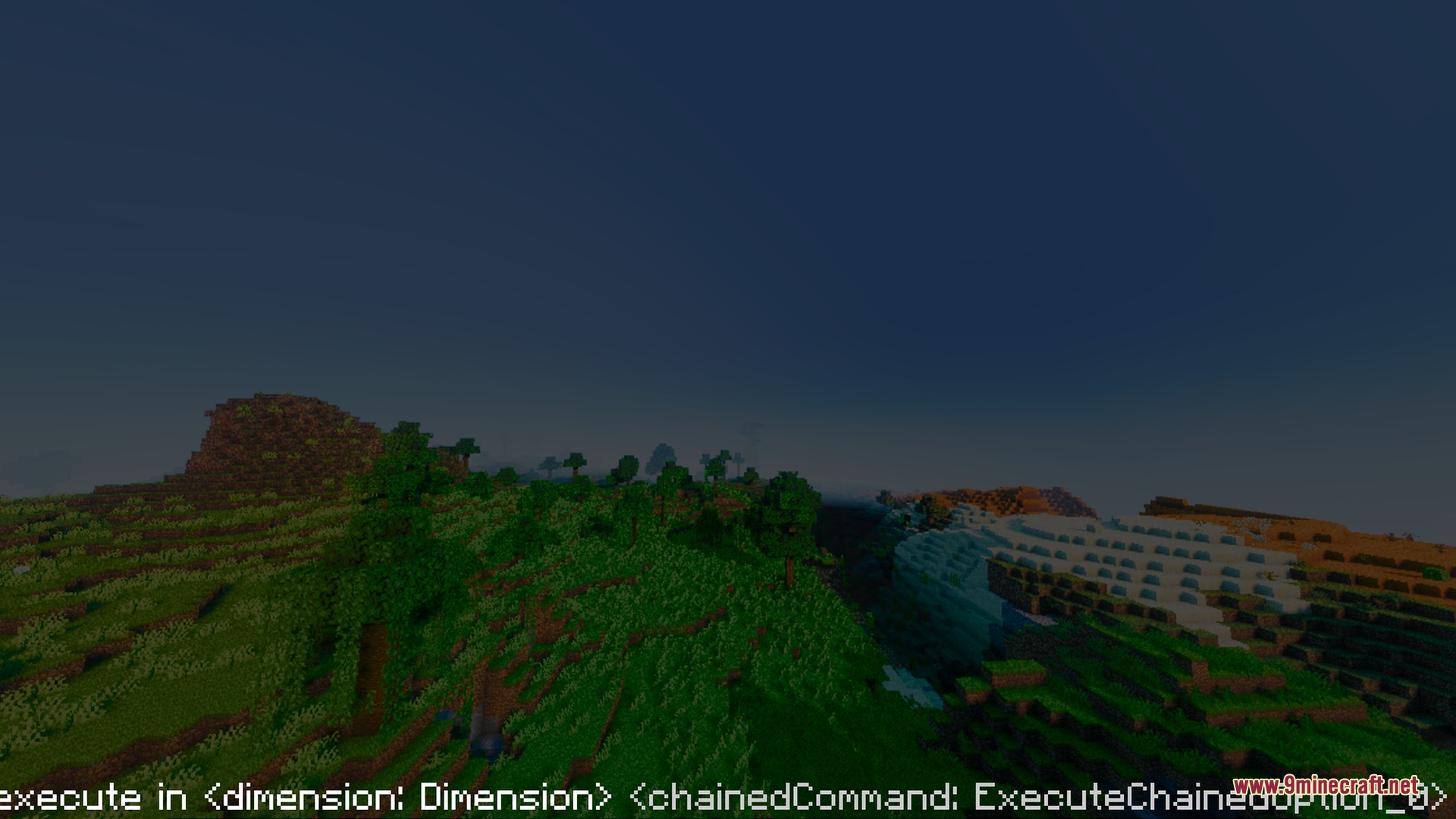 Lush green hills and forests under a soft atmospheric haze at dusk