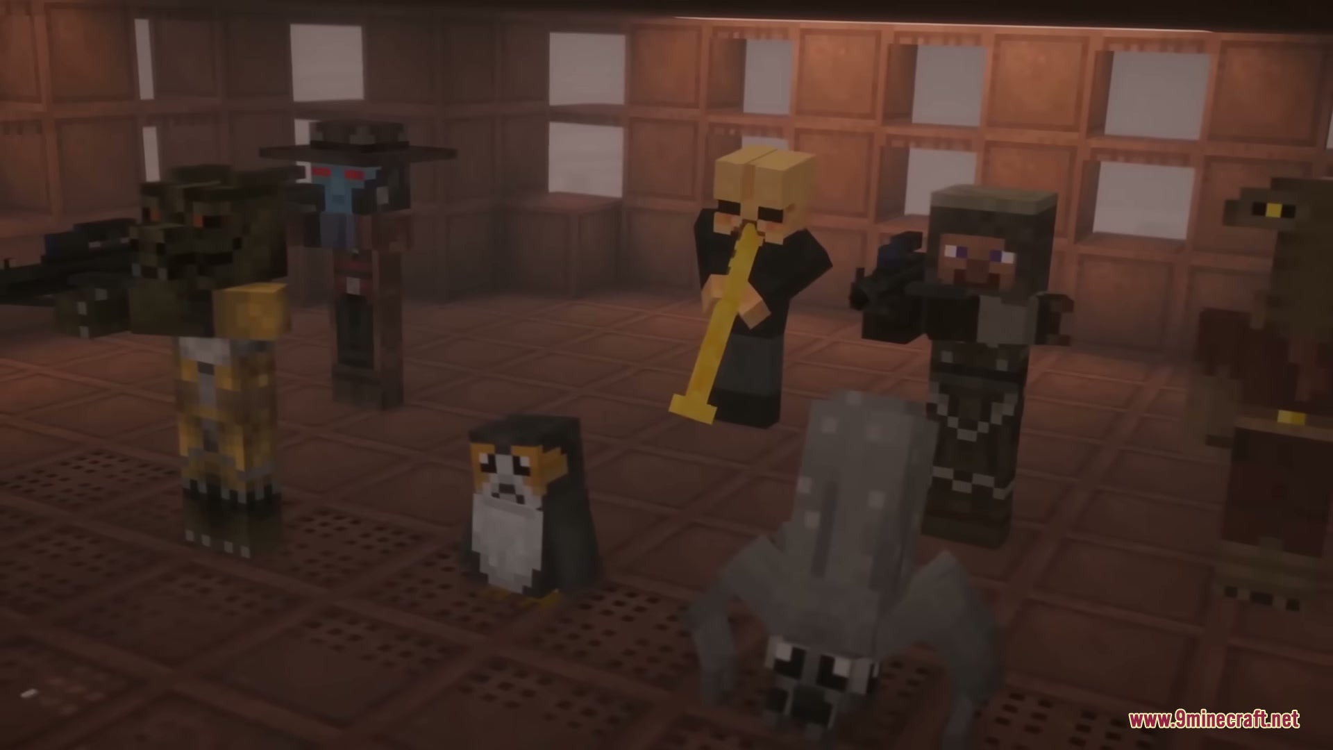 Star Wars Expansion Mod (1.20.1) – Fly Starships And Travel To Alien Planets 5 A bith musician plays an instrument among other star wars themed mobs