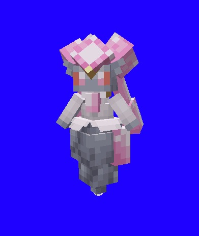 The Jewel Pokémon Data Pack (1.21.1, 1.20.1) – Catch Carbink And Evolve Mega 5 A custom diancie model shown against a solid blue background for display