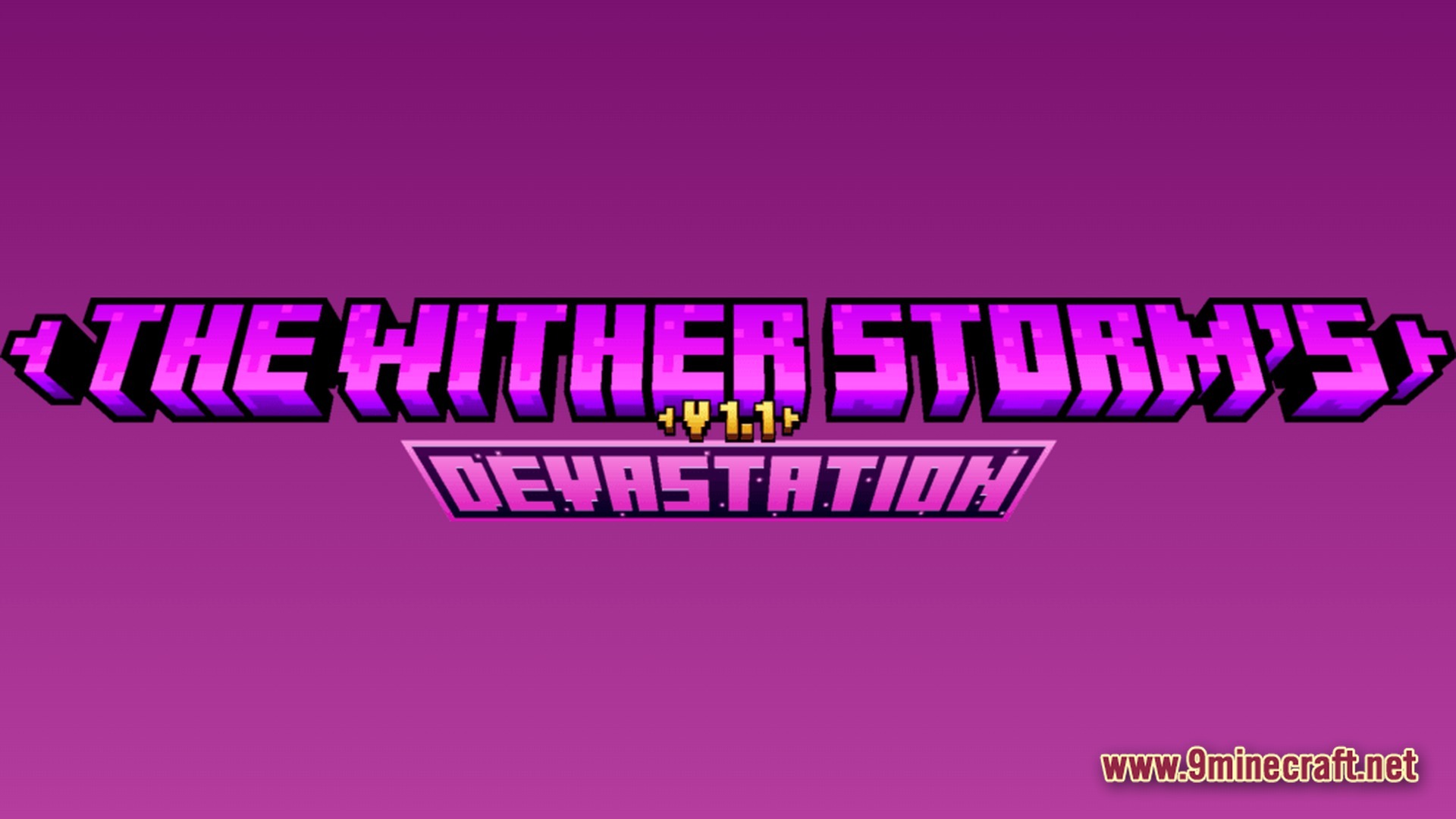 The Wither Storm’s Devastation Modpack (1.20.1) – Survive The Consuming Storm 8 The title logo for the wither storm's devastation modpack displayed against a solid purple background