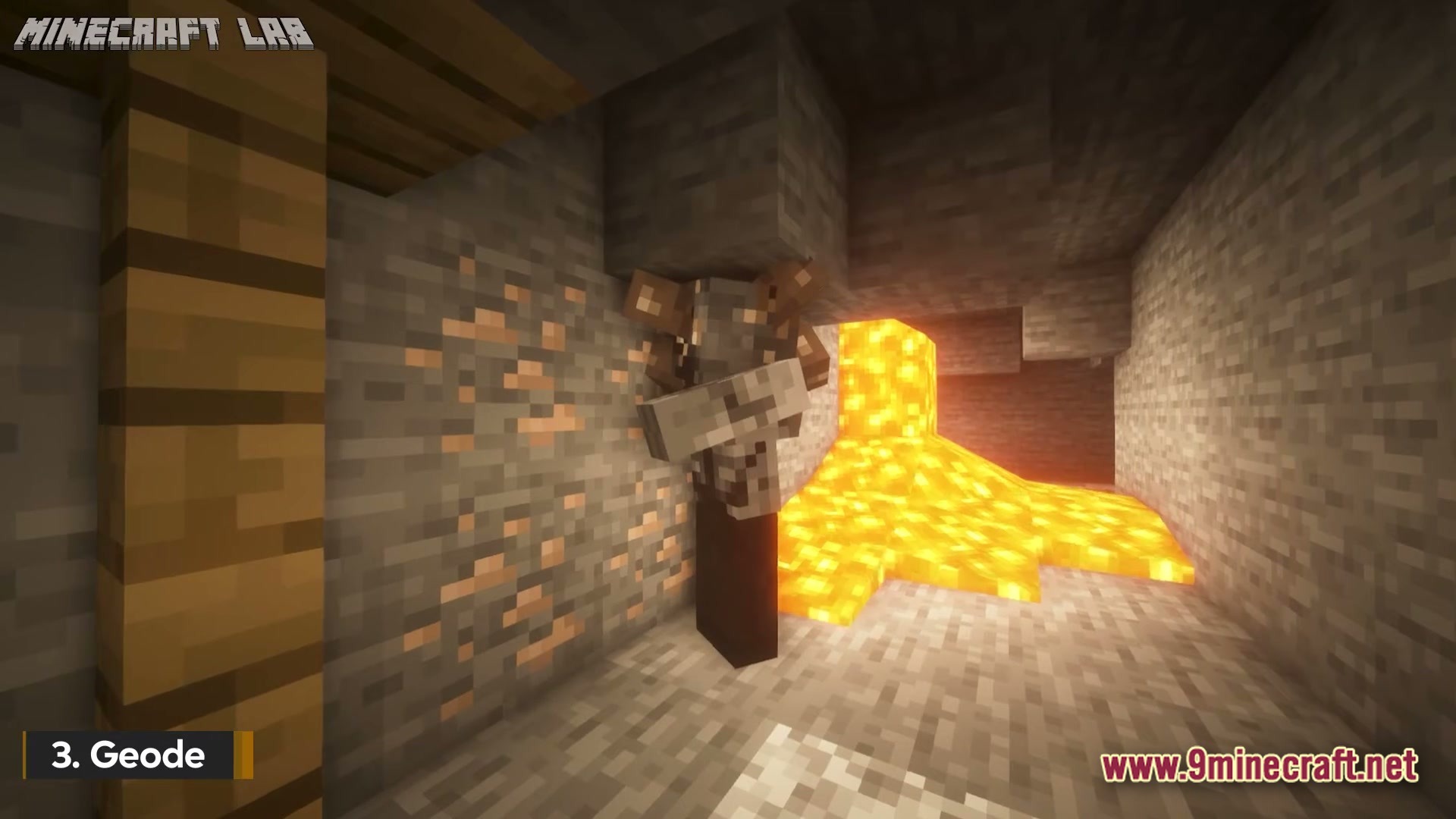 The Zombie Conquest Zombie Apocalypse Modpack (1.21.1) – Survive Dead Waves In Hardcore 6 A zombie miner stands in a cave near iron ore and a lava flow