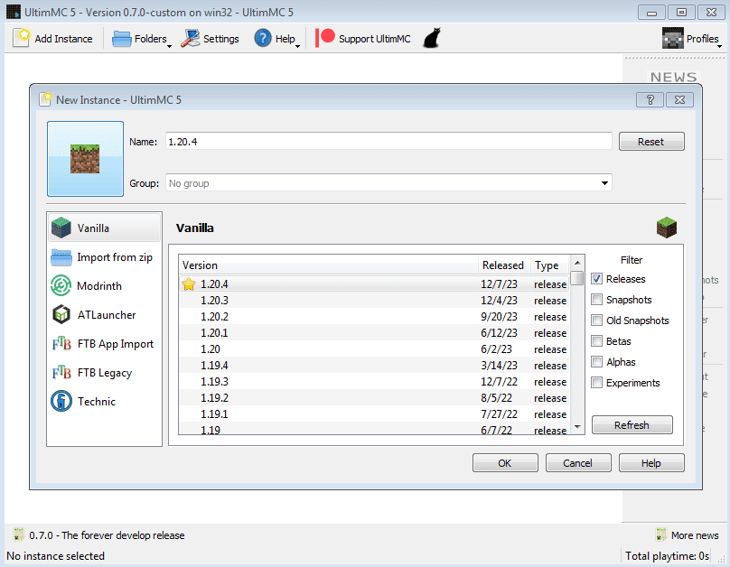 Ultimmc Launcher (26.2, 1.20.1) – Play Minecraft Without Account 4 Ultimmc launcher screenshots 3