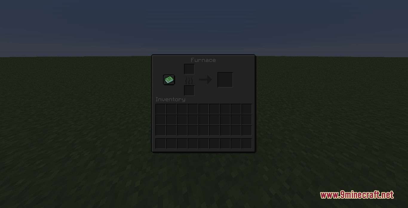 Ultra Darkmode Resource Pack (26.2, 1.20.1) – Sleek Black Menus For Late Night 6 Dark mode furnace interface with a green recipe book and empty slots