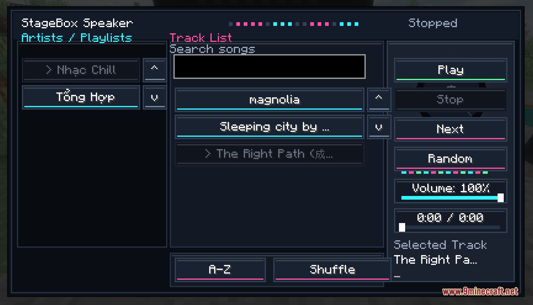 Vibe Wire Audio Mod (1.21.1, 1.20.1) – Host Live Concerts With Custom Music 3 The dj controller interface showing playlists and music playback control options