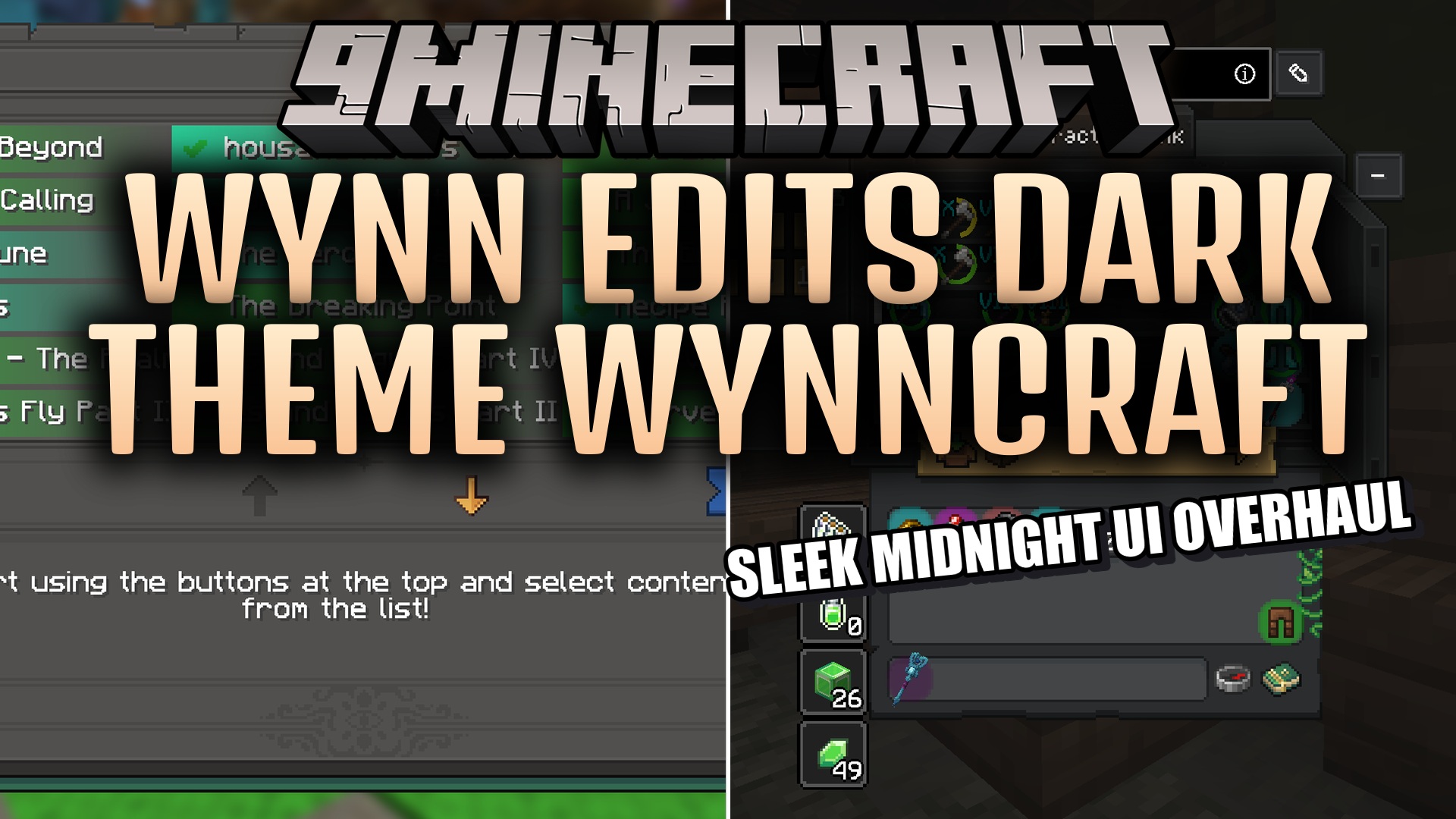 Wynn Edits Dark Theme Wynncraft Resource Pack (1.21.11)