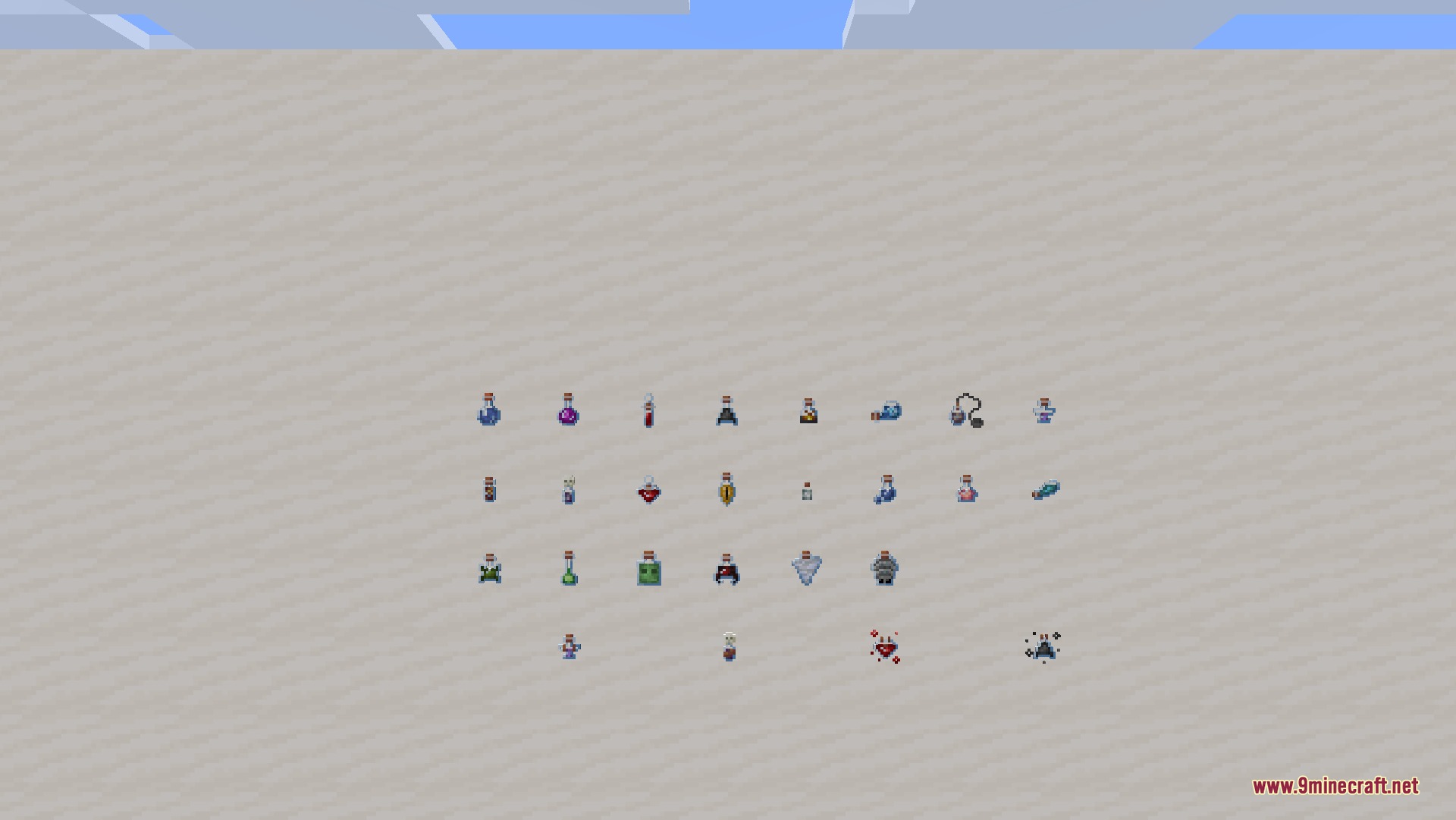 Xali’s Potions 9Minecraft Resource Pack (26.2) – Distinct Bottle Shapes For Every Brew 2 A collection of unique potion bottle designs from xalis potions resource pack
