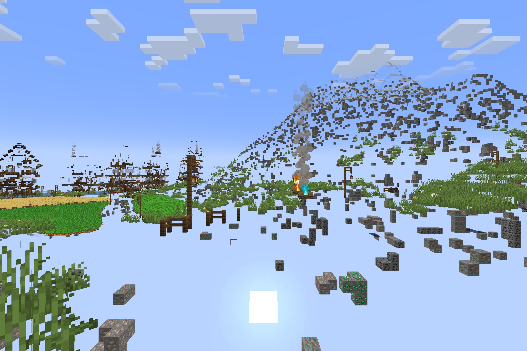 Xray Java Resource Pack (26.1.2, 1.20.1) – See Through Underground Stone 3 Transparent stone reveals coal and iron ore veins inside a large minecraft mountain
