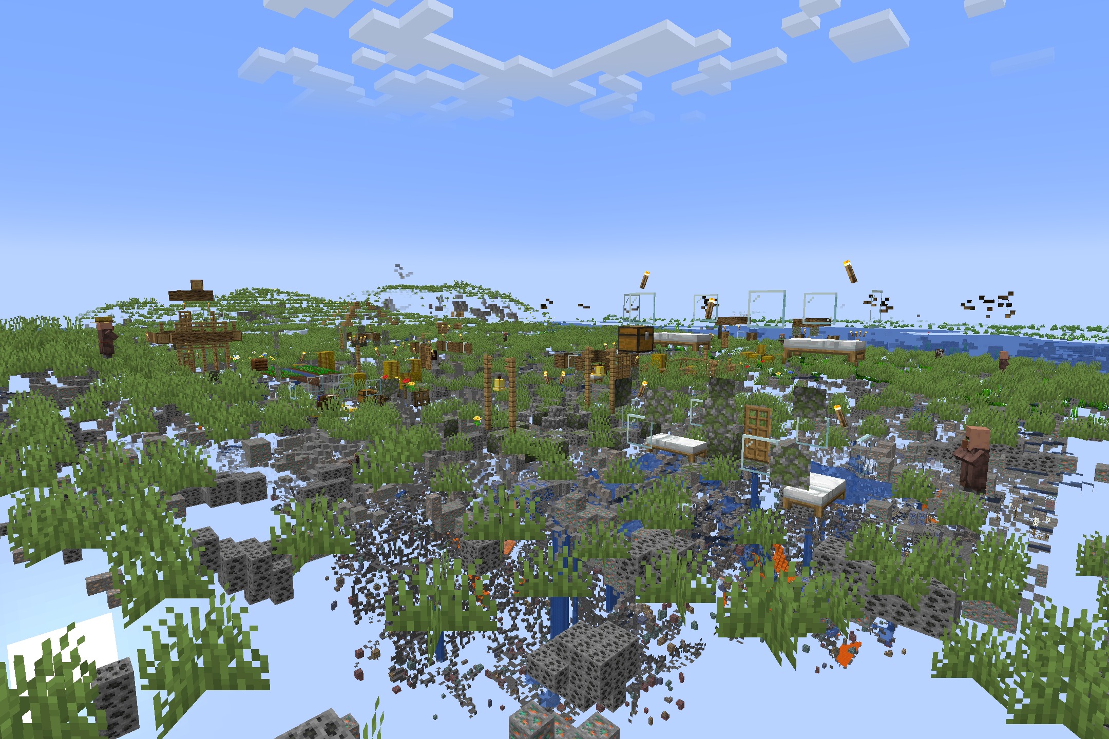 Xray Java Resource Pack (26.1.2, 1.20.1) – See Through Underground Stone 4 Transparent terrain reveals hidden ores and village items in a minecraft world