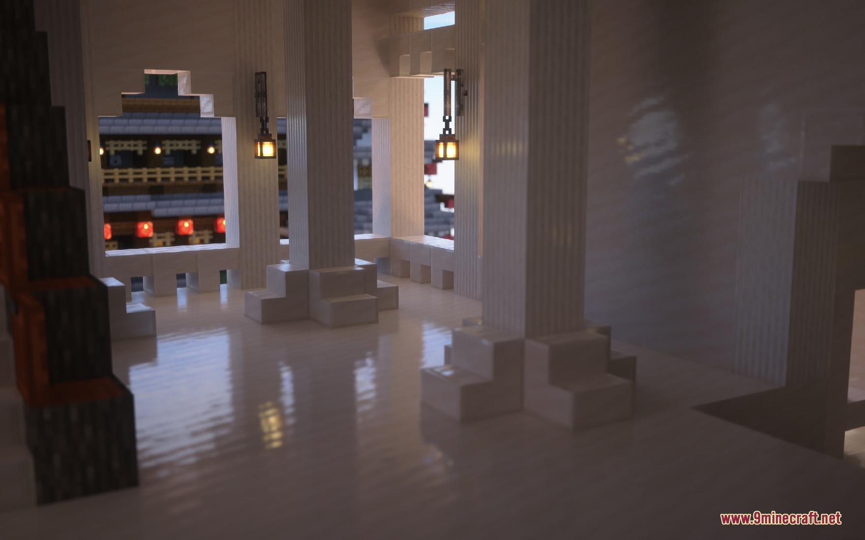 Yitality Resource Pack (26.2, 1.20.1) – Familiar Vanilla With Realistic 7 A luxurious white room featuring marble pillars and realistic floor reflections
