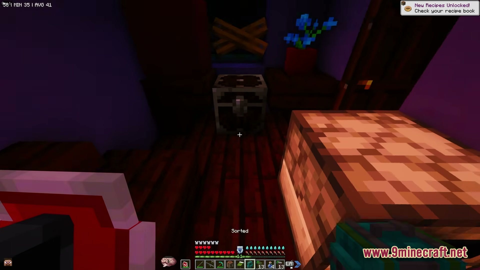 Zombiemania A Modern Zombie Apocalypse Modpack (1.20.1) – Survive The Ultimate Undead Wasteland 7 A first-person view of a dimly lit interior featuring a loot chest and boarded-up window