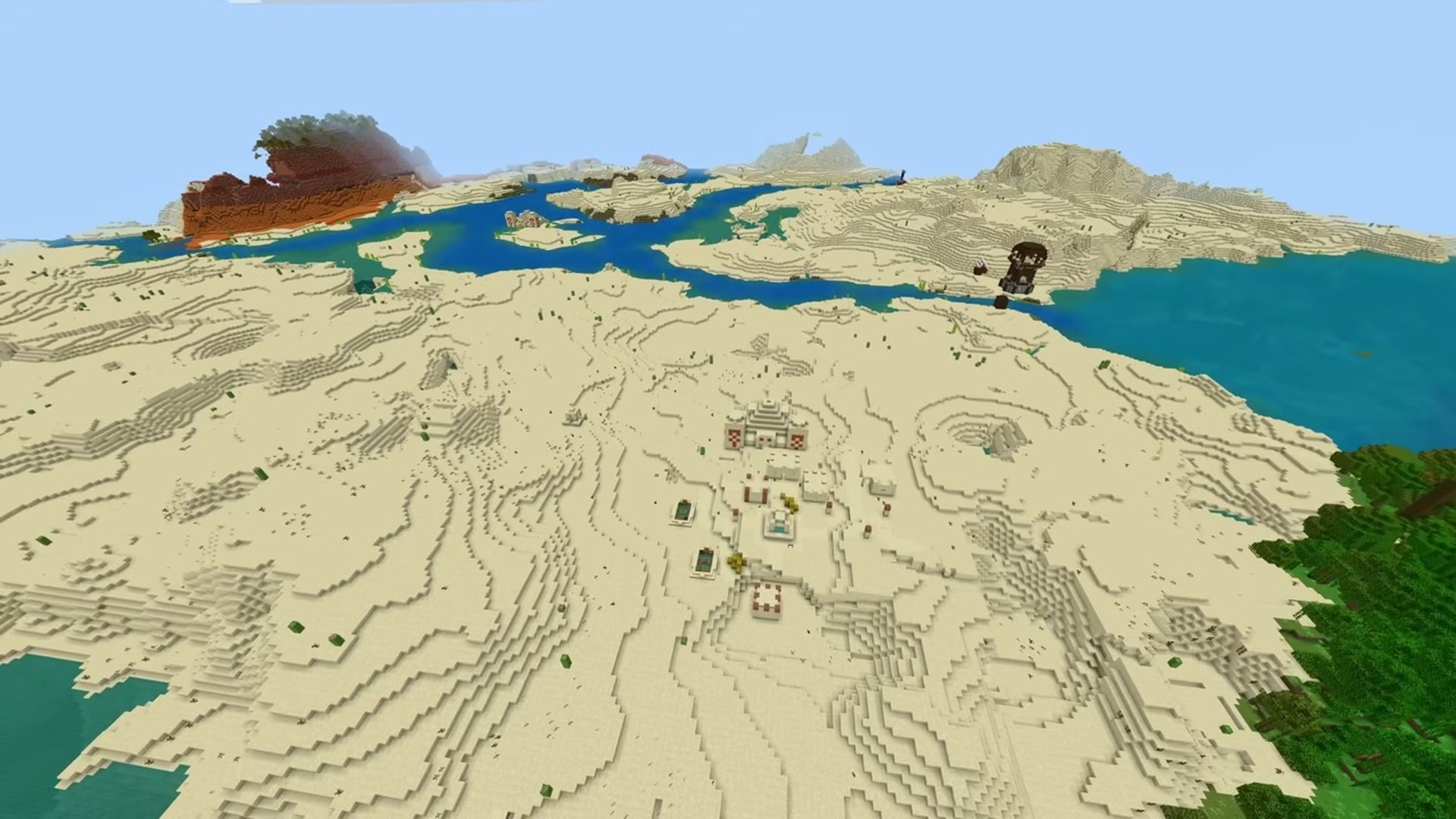 Desert temple outpost border village - minecraft seed 7533695317979087037